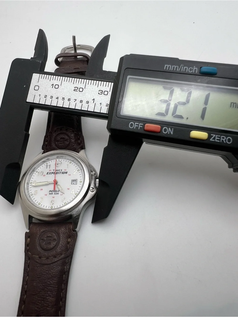 Timex Expedition White Dial with Brown Leather Strap